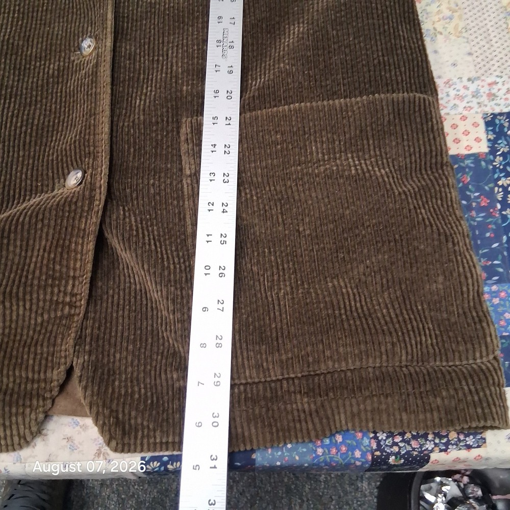 Vintage Eddie Bauer Womens Large Green Corduroy Shawl Collar Chore Coat 90s - Picture 8 of 10